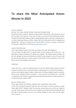 to share the most anticipated action