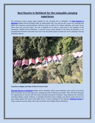 best resorts in rishikesh for the enjoyable