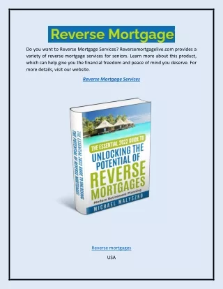 Reverse Mortgage Services  Reversemortgagelive.com