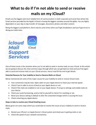 What to do if I’m not able to send or receive mails on my iCloud?
