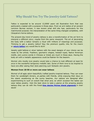 Why Should You Try The Jewelry Gold Tattoos