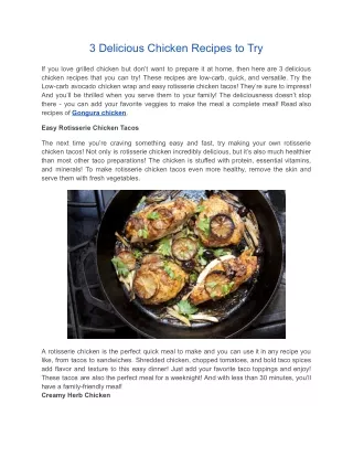 3 Delicious Chicken Recipes to Try