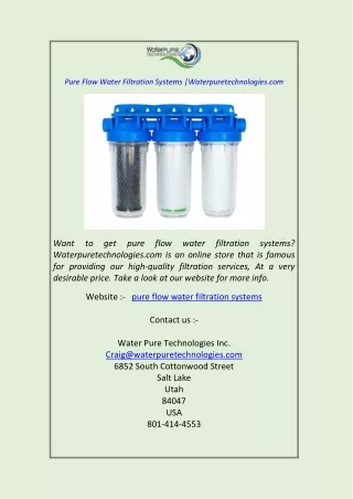 Pure Flow Water Filtration SystemsWaterpuretechnologies.com