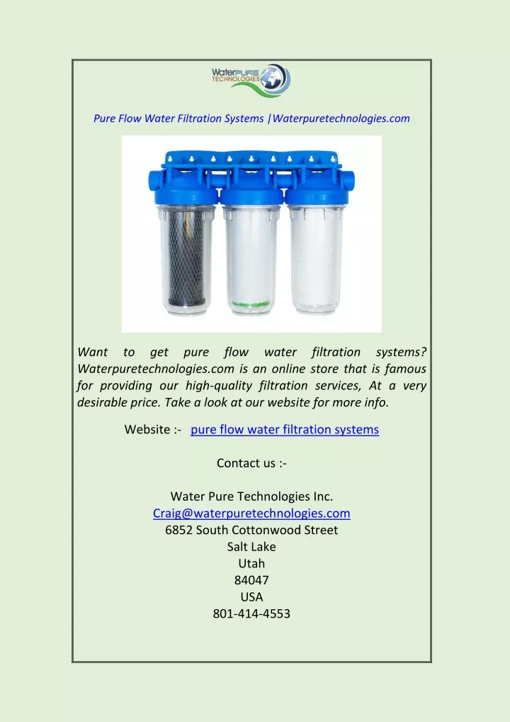pure flow water filtration systems