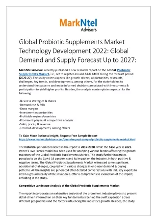global probiotic supplements market technology