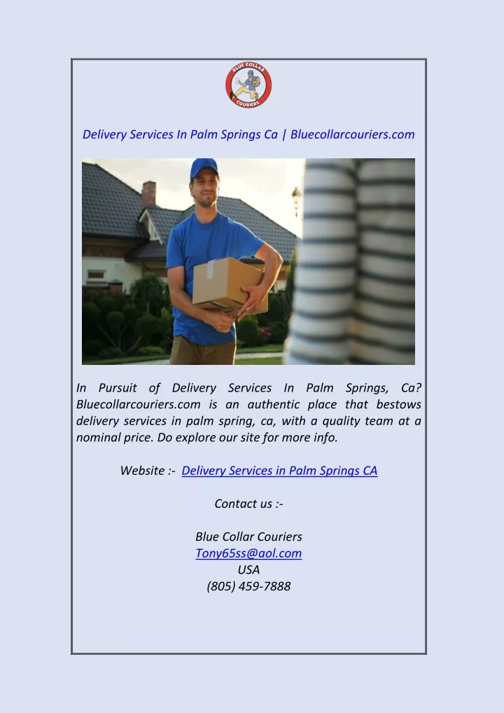 delivery services in palm springs
