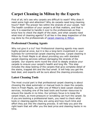 carpet cleaning in milton by the experts