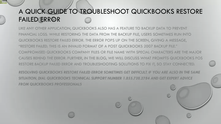 a quick guide to troubleshoot quickbooks restore failed error