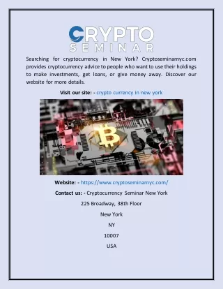 Crypto Currency in New York  Cryptoseminarnyc.com