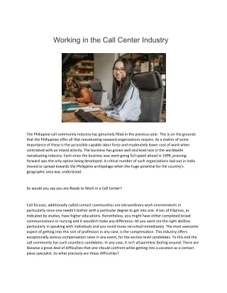 Working in the Call Center Industry