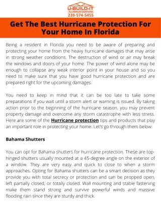 Get The Best Hurricane Protection For Your Home In Florida