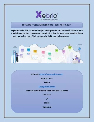 software project management tool xebrio com