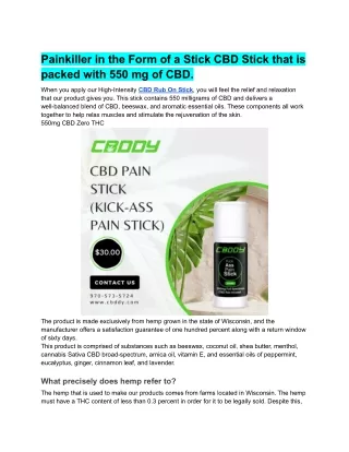 Painkiller in the Form of a Stick CBD Stick that is packed with 550 mg of CBD
