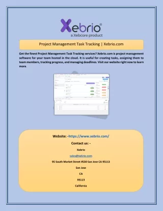 project management task tracking xebrio com