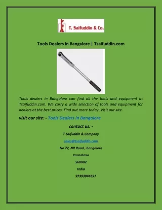 Tools Dealers in Bangalore