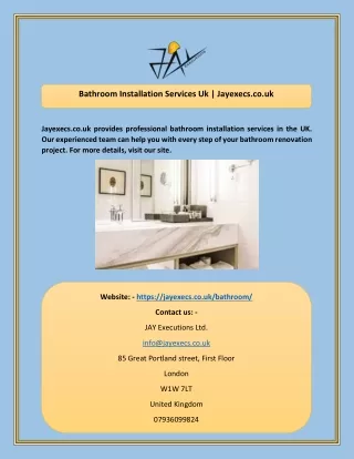 Bathroom Installation Services Uk  Jayexecs.co.uk