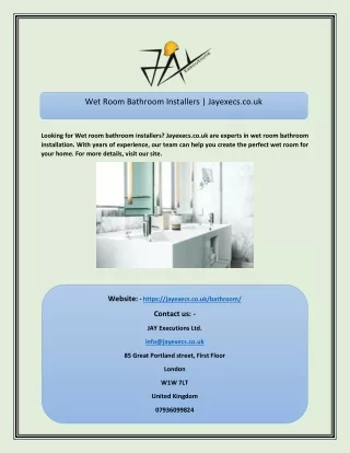 Wet Room Bathroom Installers  Jayexecs.co.uk