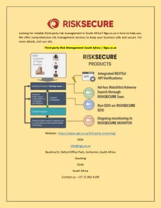 Third-party Risk Management South Africa  Nga.co.za