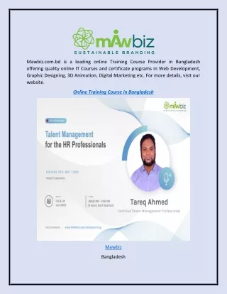 Online Training Course in Bangladesh  Mawbiz.com.bd