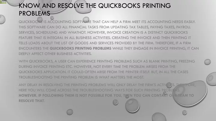 know and resolve the quickbooks printing problems