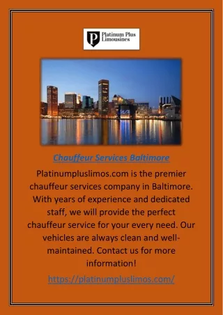 Chauffeur Services Baltimore | Platinumpluslimos.com