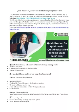quick fixation quickbooks failed sending usage