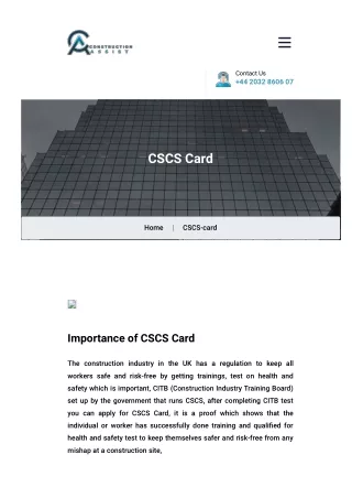 CITB CSCS Card Apply | Construction Training Courses uk