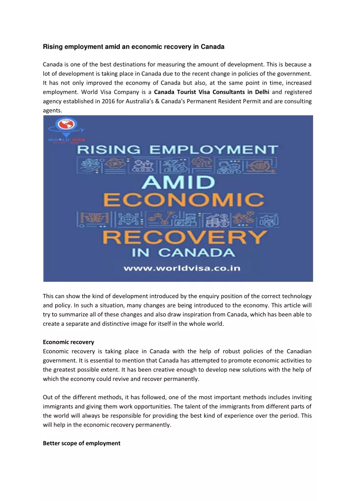 rising employment amid an economic recovery
