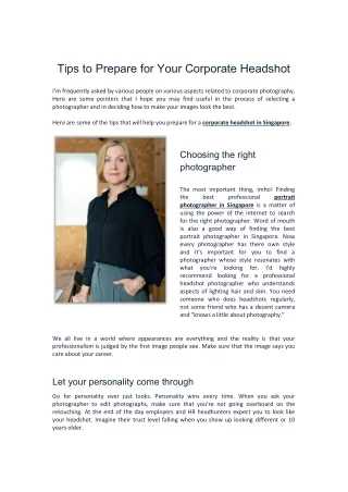 Tips to Prepare for Corporate Headshot