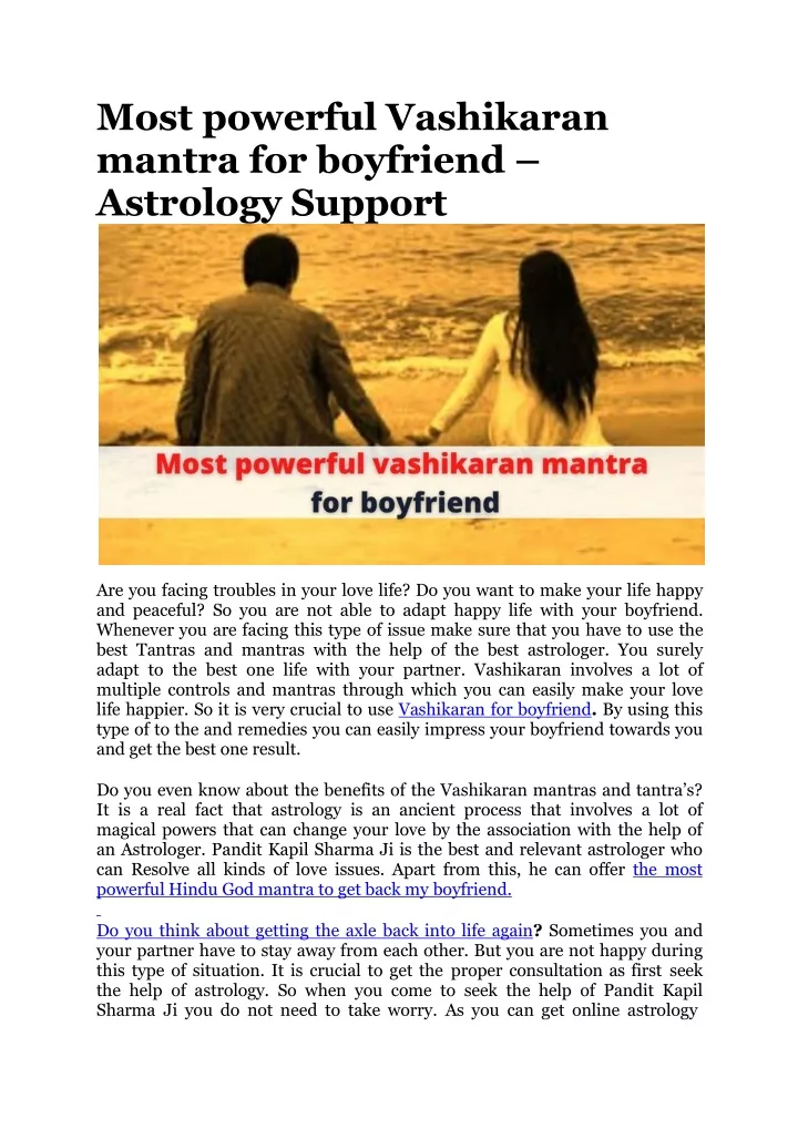 most powerful vashikaran mantra for boyfriend astrology support