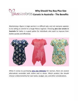 Why Should You Buy Plus Size Corsets in Australia - The Benefits