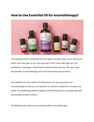 how to use essential oil for aromatherapy