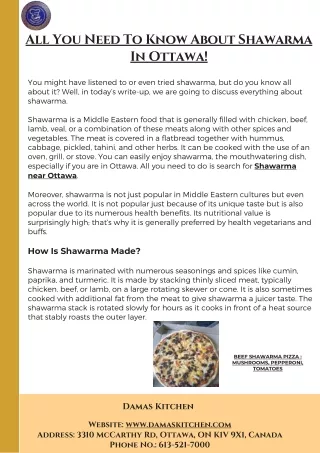 All You Need To Know About Shawarma In Ottawa | Damas Kitchen