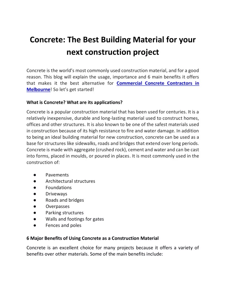 concrete the best building material for your next