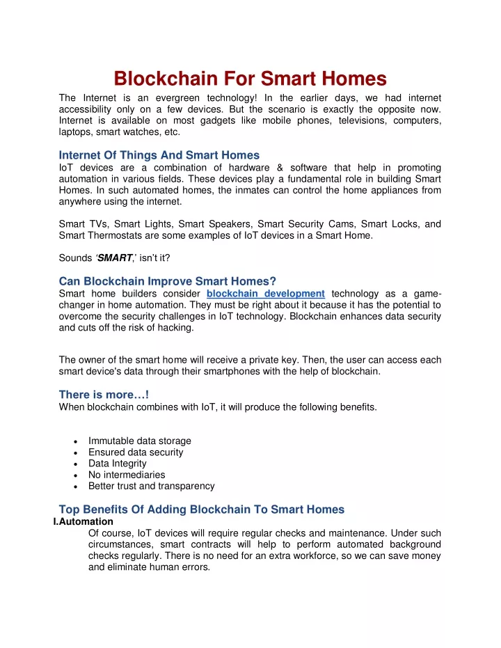 blockchain for smart homes the internet