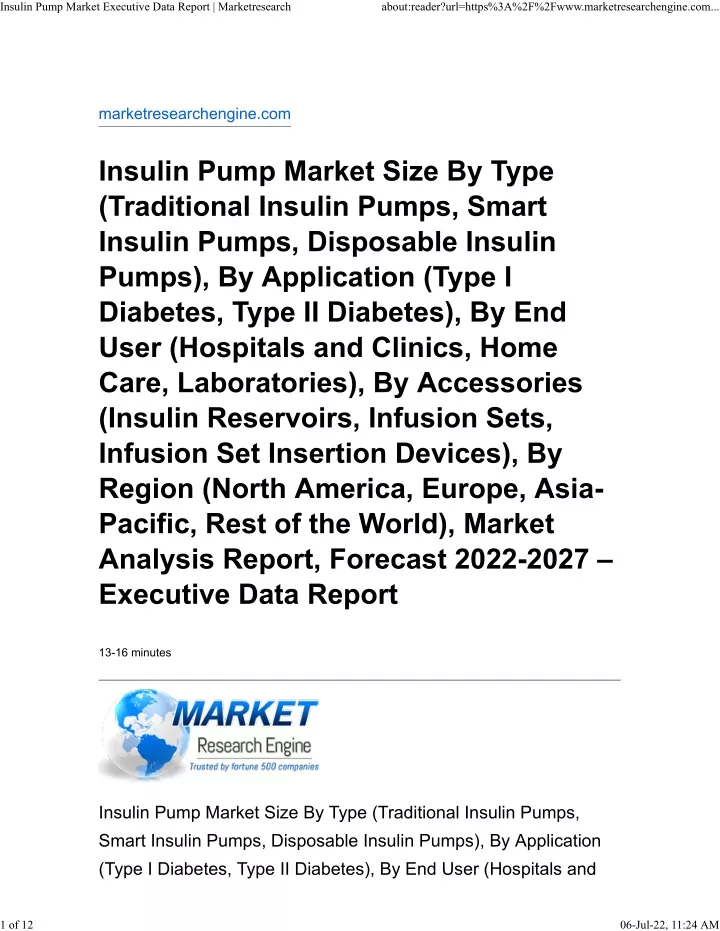 insulin pump market executive data report