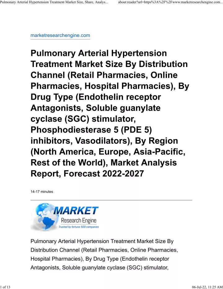 pulmonary arterial hypertension treatment market
