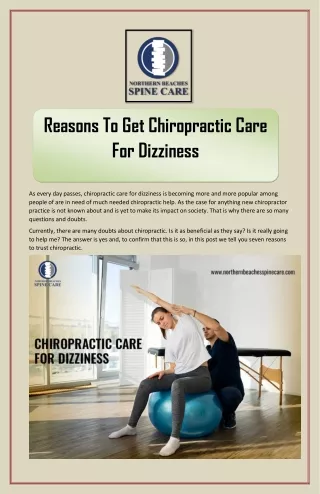 Reasons To Get Chiropractic Care For Dizziness