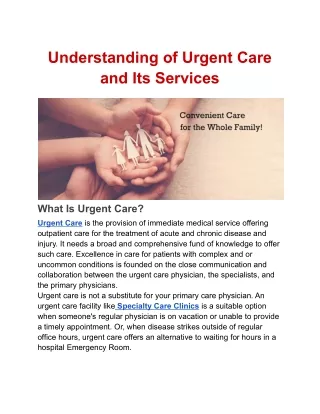 Understanding of Urgent Care and Its Services