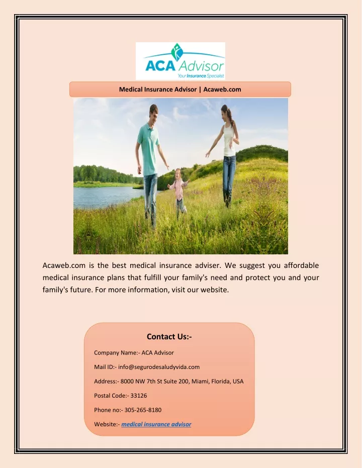 medical insurance advisor acaweb com