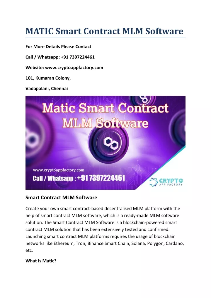 matic smart contract mlm software