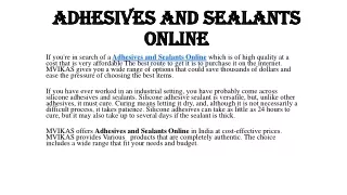 Adhesives and Sealants Online