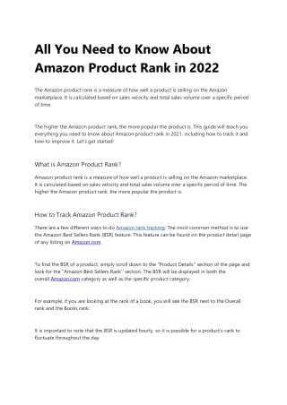 all you need to know about amazon product rank