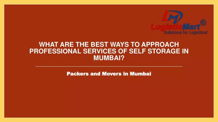 what are the best ways to approach professional services of self storage in mumbai