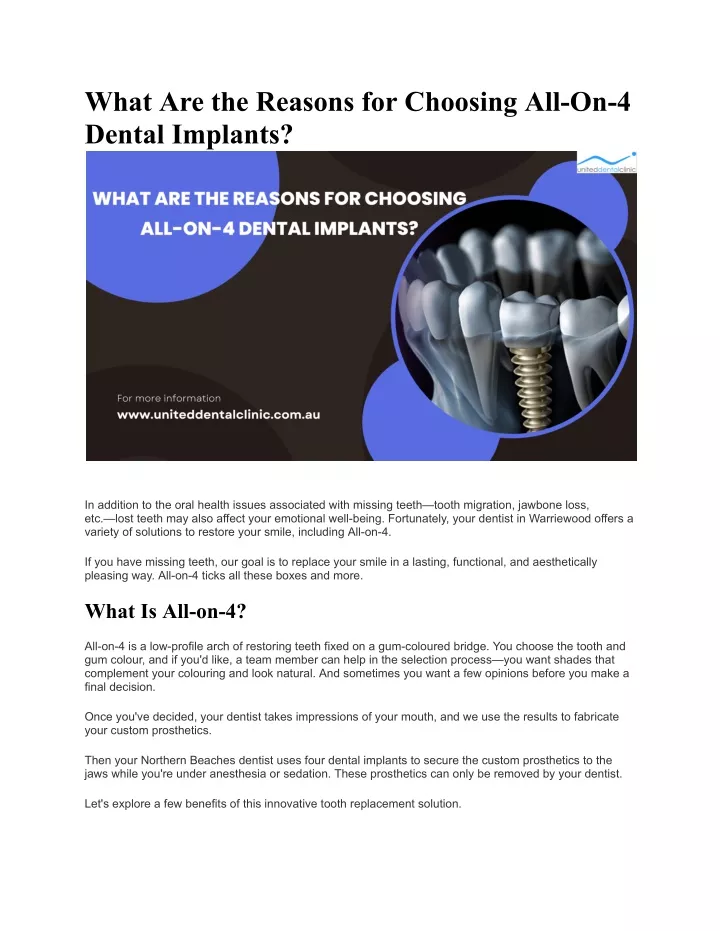 what are the reasons for choosing all on 4 dental