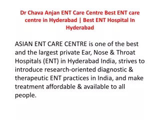 Dr Chava Anjan ENT Care Centre