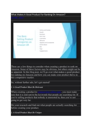 what makes a good product for ranking on what