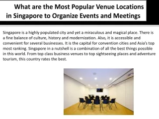 What are the Most Popular Venue Locations in Singapore to Organize Events and Meetings
