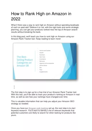 how to rank high on amazon in 2022