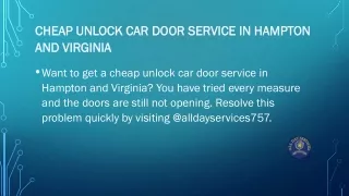 cheap unlock car door service in hampton and virginia
